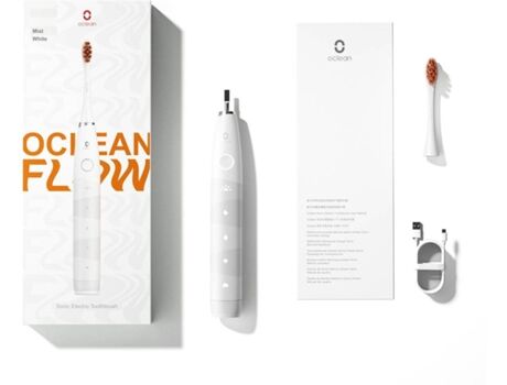 Contenido de la caja del Oclean Flow: cepillo, cabezal de recambio, soporte y manual